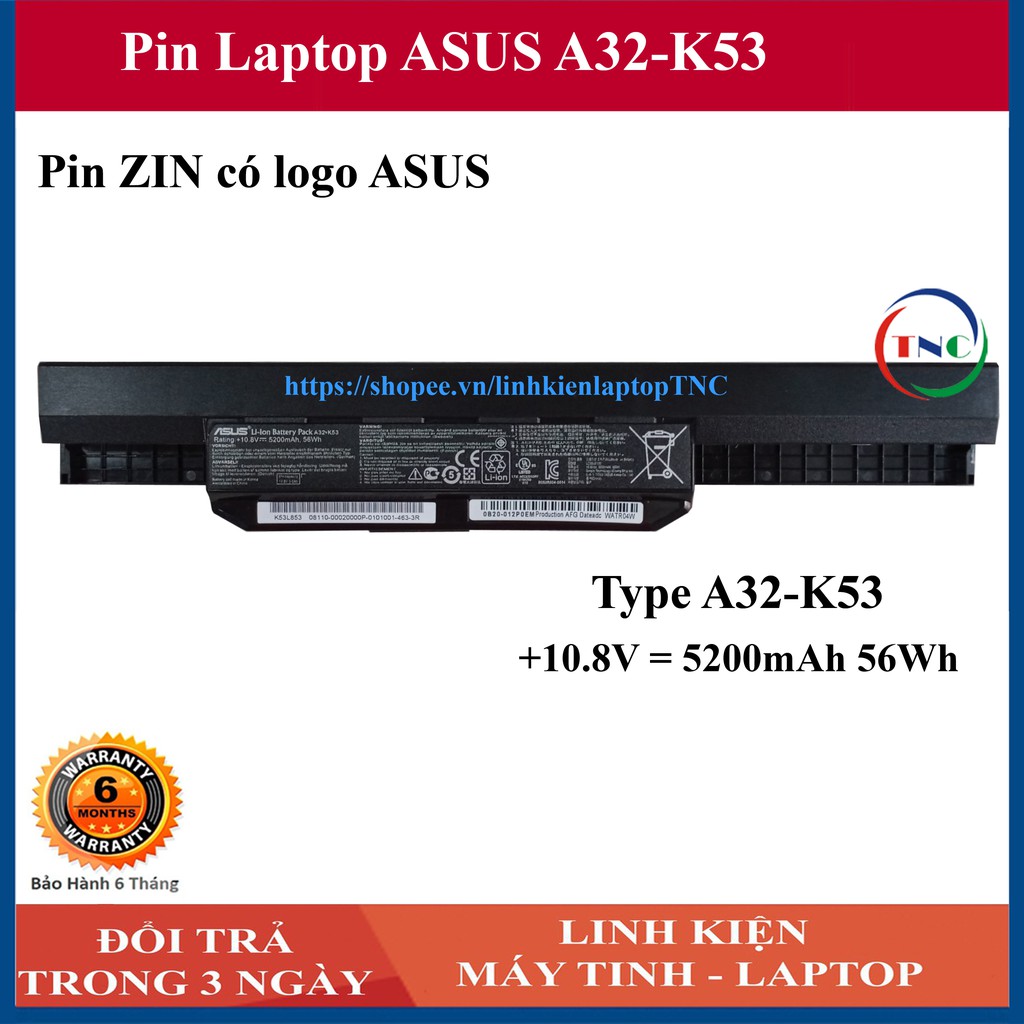 [Mã 55ELSALE1 giảm 7% đơn 300K] Pin laptop ASUS K43 K43E K43S X44H K53 K53E X54C X53S X53 K53S X53E nhập khẩu
