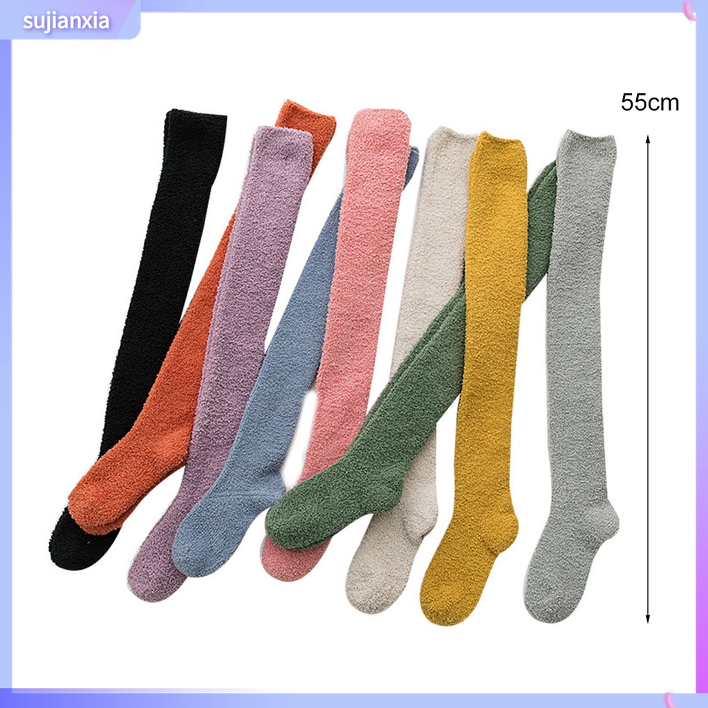 Vớ cổ cao qua đầu gối lông cừu san hô độ co giãn tốt thời trang mùa đông dành cho nữ