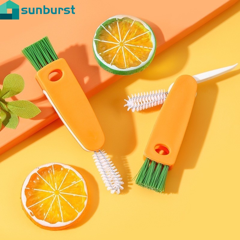 Bàn chải vệ sinh cốc/ nắp chai nước 3 trong 1 hình củ cà rốt