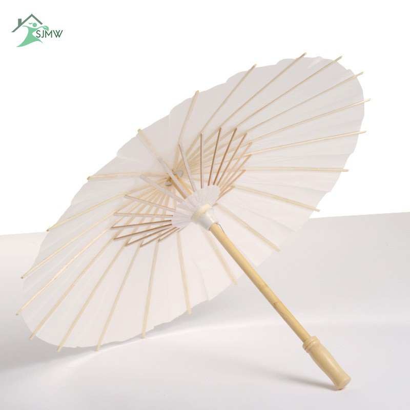 Dù xếp bằng giấy dầu màu trắng truyền thống Trung Hoa trang trí thủ công dùng làm đạo cụ múa