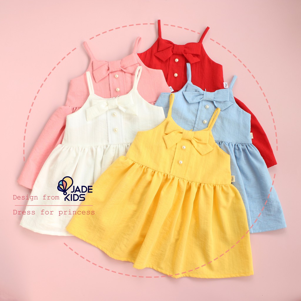 Váy cho bé gái JADEKIDS | Đầm cho bé gái chất liệu đũi nhật mềm mát co dãn nhẹ cho bé từ 5kg tới 17kg.