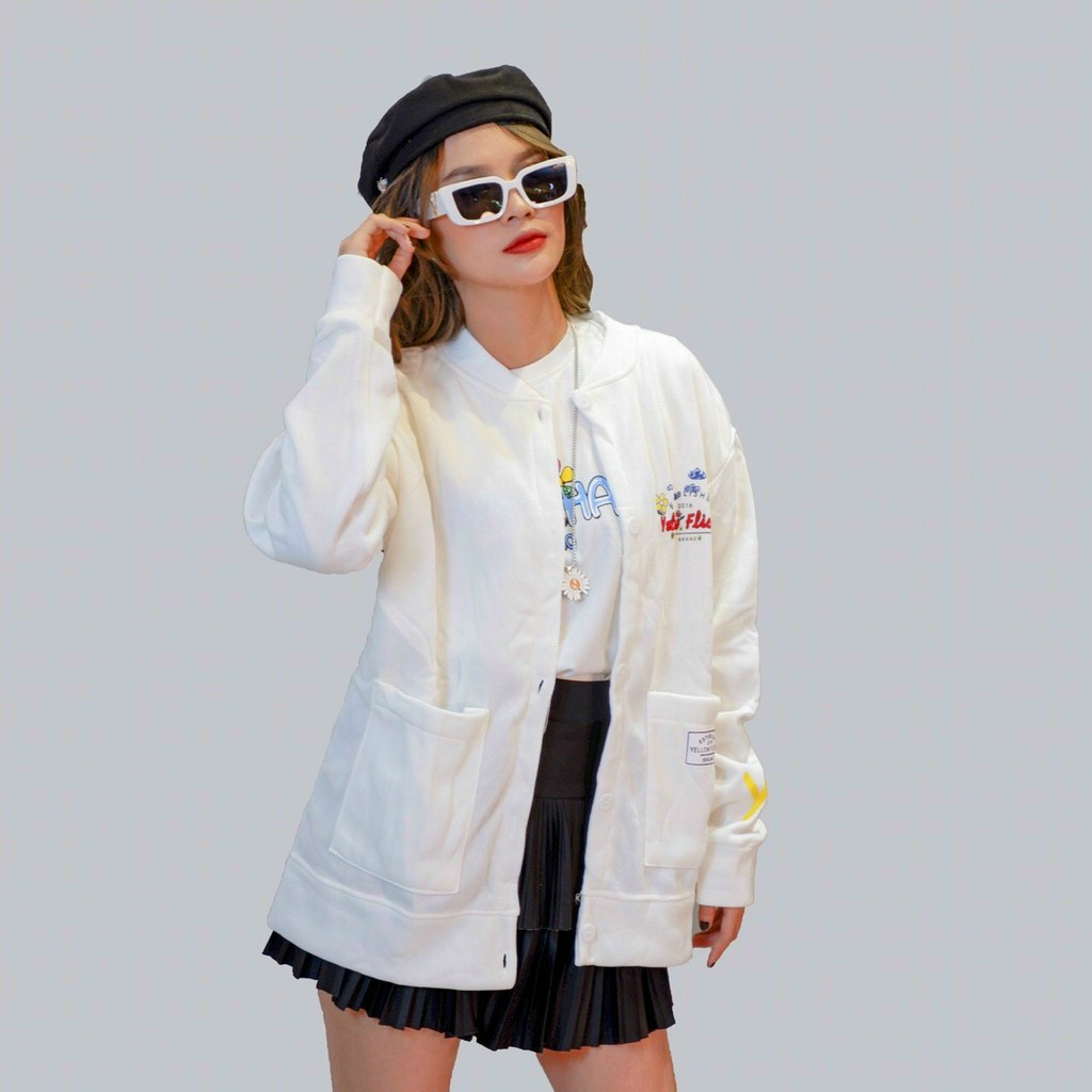 𝗡𝗘𝗪 𝗔𝗥𝗥𝗜𝗩𝗔𝗟💢  Áo Khoác Nữ Cardigan Nỉ Ngoại Cao Cấp không xù Hottrend chữ Yellow Flicker | BigBuy360 - bigbuy360.vn