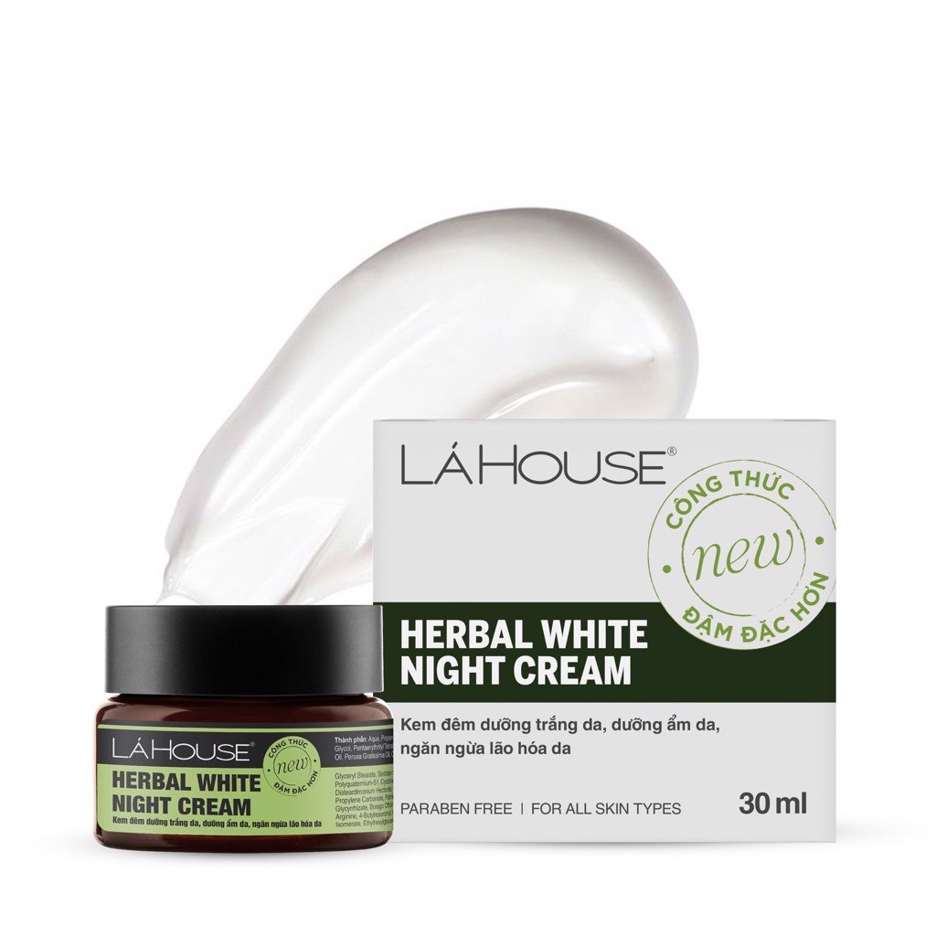 Kem đêm dưỡng trắng da Lá House Herbal White Night Cream 10ml/30ml