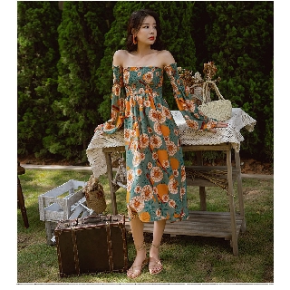 Đầm Trễ Vai Phong Cách Boho Vintage