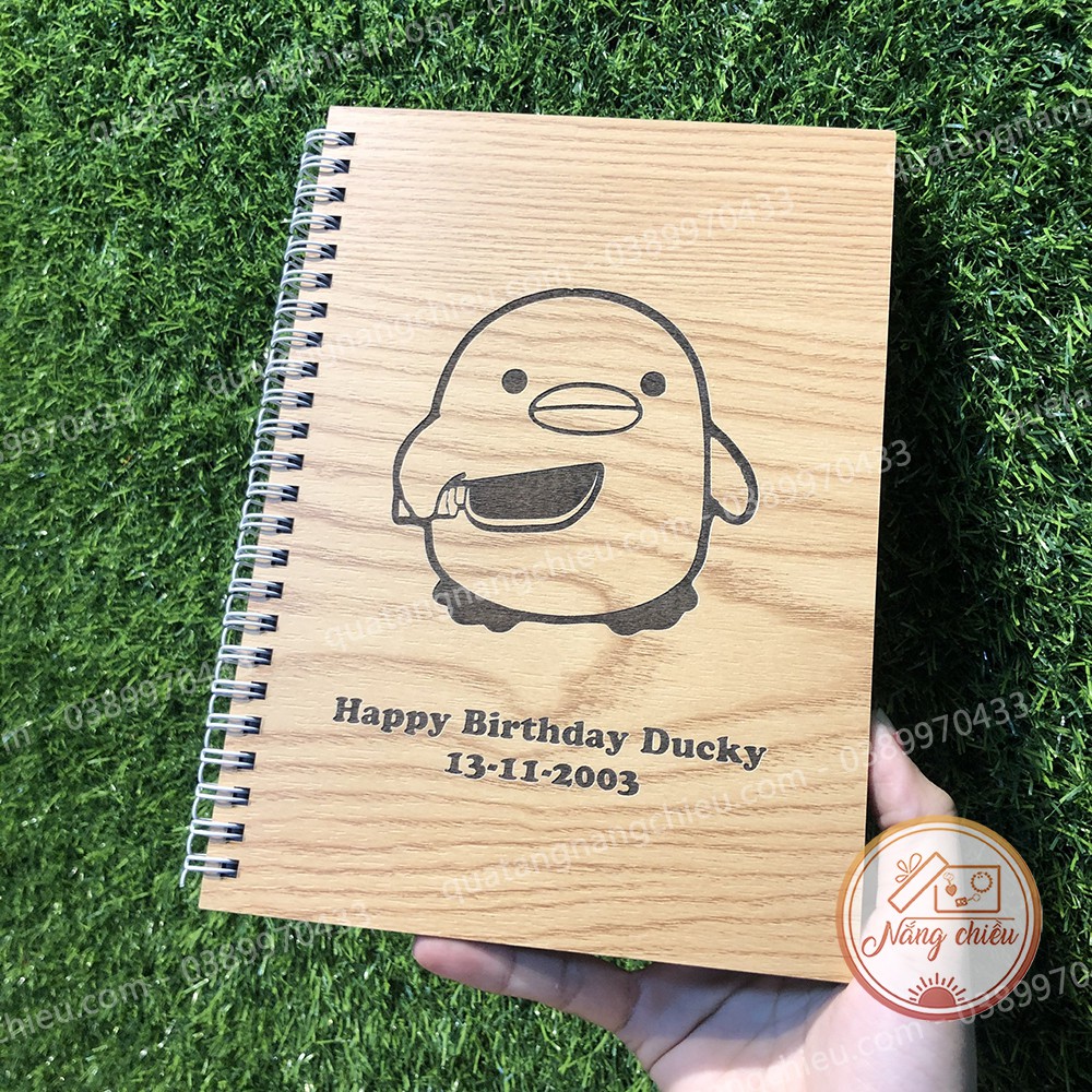 Sổ tay Planner cá nhân khắc hình chú vịt đáng yêu - Free thiết kế và chèn tên - Kích thước 15x20cm (A5)