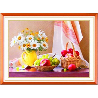 Tranh Đính Đá ABC 3D Bình Hoa Cúc Trắng Q0276 (KHÁCH TỰ ĐÍNH) KT:68X50CM