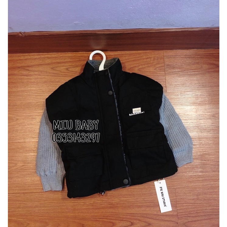 Khoác kaki dày lót lông phối len bé trai hàng qc siêu đẹp