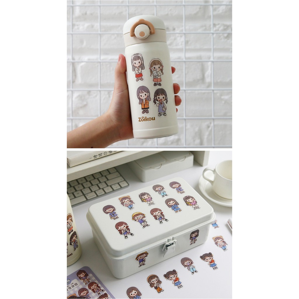 Túi 40 miếng dán sticker trang trí hình bé gái dễ thương