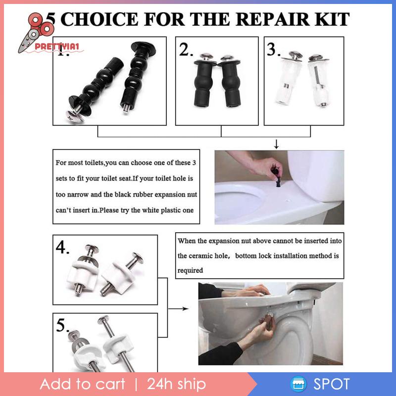 [Prettyia1] Ốc Vít Cố Định Bệ Ngồi Bồn Cầu Thay Thế Thông Dụng