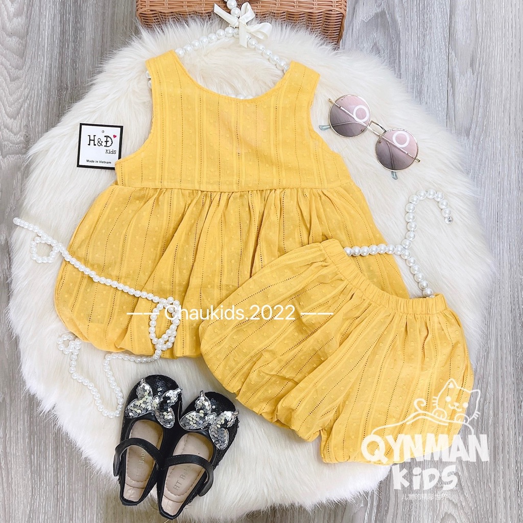 Bộ ba lỗ mùa hè bé gái, bộ sát nách chất thô boy 4 màu quần bồng mát mẻ cho bé