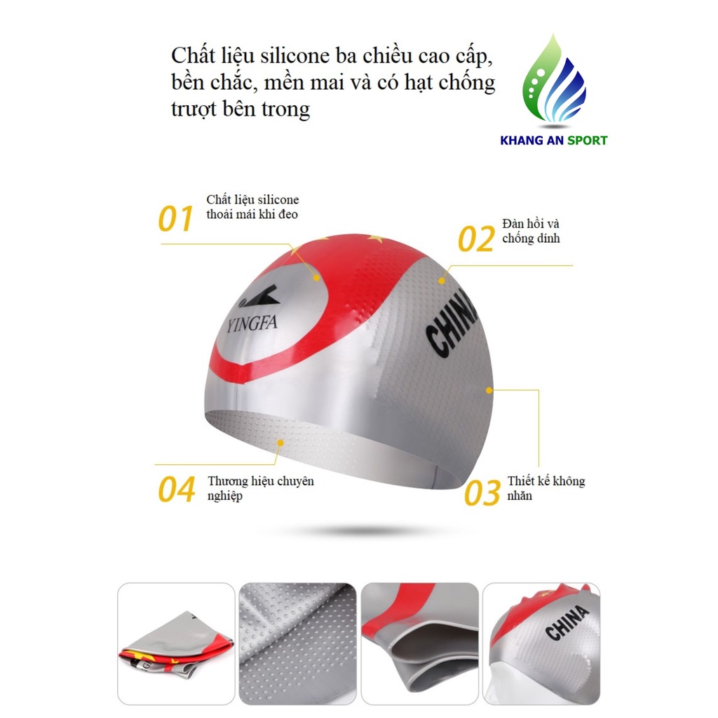 Mũ bơi silicone cao cấp Yingfa C0070 có gai mặt trong
