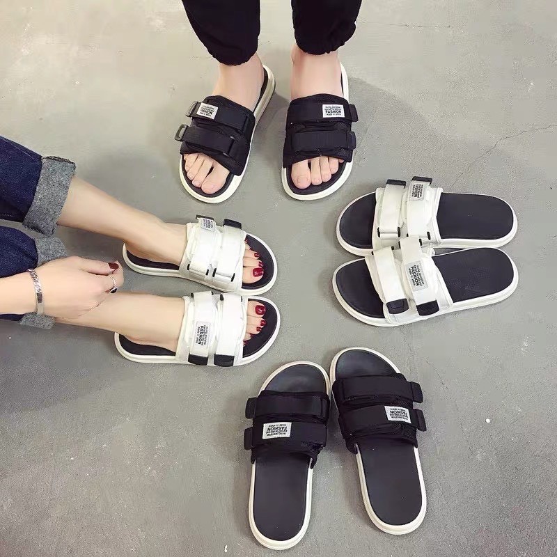 (VIDEO) Dép 2 quai ngang nam nữ dán fashion kiểu dáng trẻ trung
