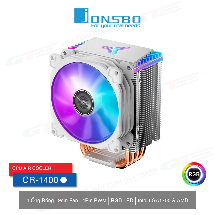 Tản Nhiệt CPU Jonsbo CR1400 White LED ARGB &amp; RGB Auto (4Pin PWM) - Tản Nhiệt Khí CPU 4 Ống Đồng