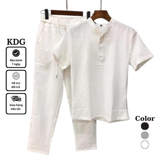 Bộ Đũi Cổ Tàu , Bộ Đũi Đi Biển , Chất Liệu Vải Đũi Xước , Mặc Nhẹ Thoáng Mát , Thời Trang 2022