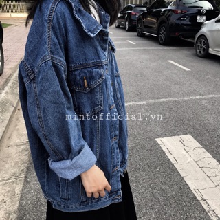 Áo denim jacket màu xanh đậm