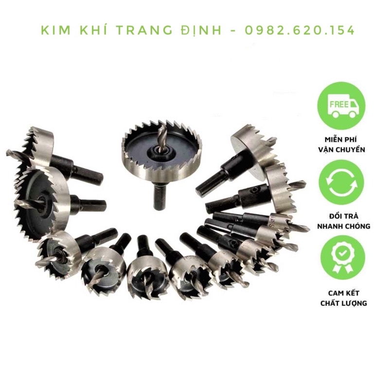 Mũi khoan thép gió HSS khoét lỗ tròn sắt nhôm nhựa hợp kim 16-55mm