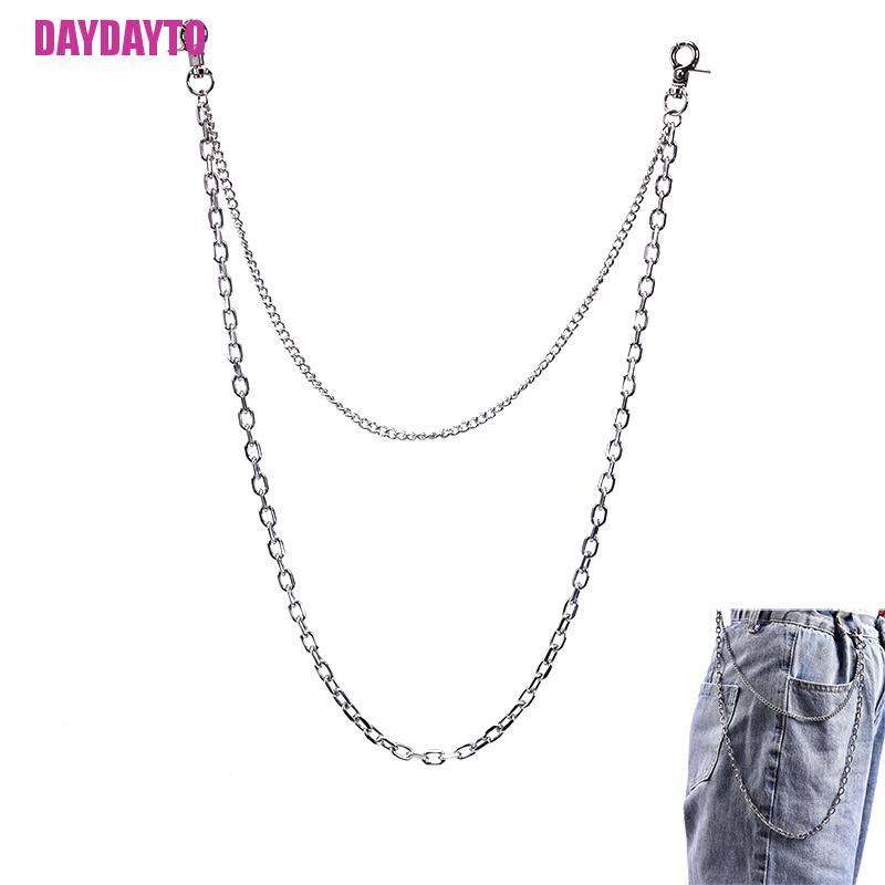 Dây Xích Đeo Thắt Lưng Hai Lớp Bằng Kim Loại Phong Cách Punk Rock