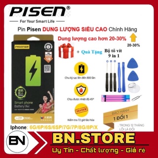 Pin IPhone PISEN dung lượng siêu cao [ TẶNG KÈM BỘ TÔ VÍT ] cho Iphone 6,6s,6Plus,6SPlus,7,7Plus,8,8Plus, X chính hãng