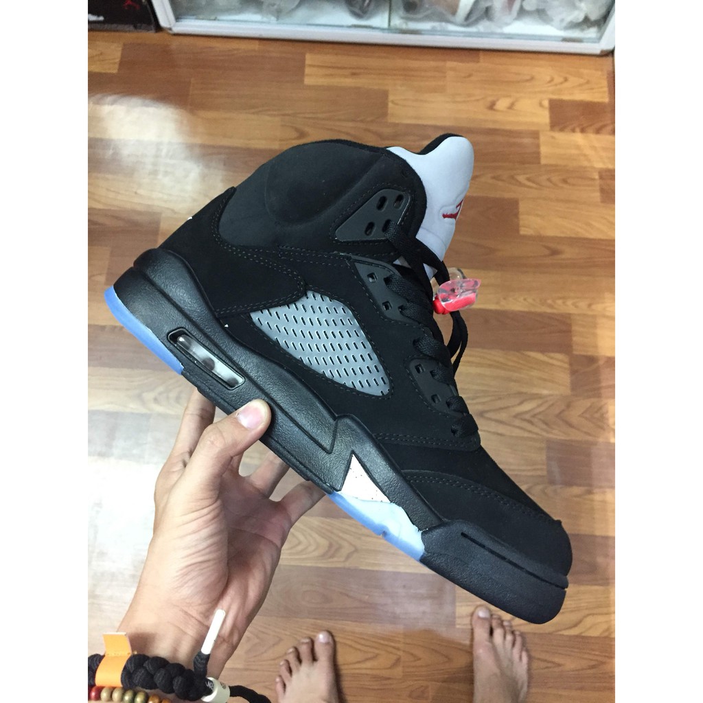 Giày Sneaker NIKE JORDAN 5 Metalic Silver Đen Nam Phản Quang