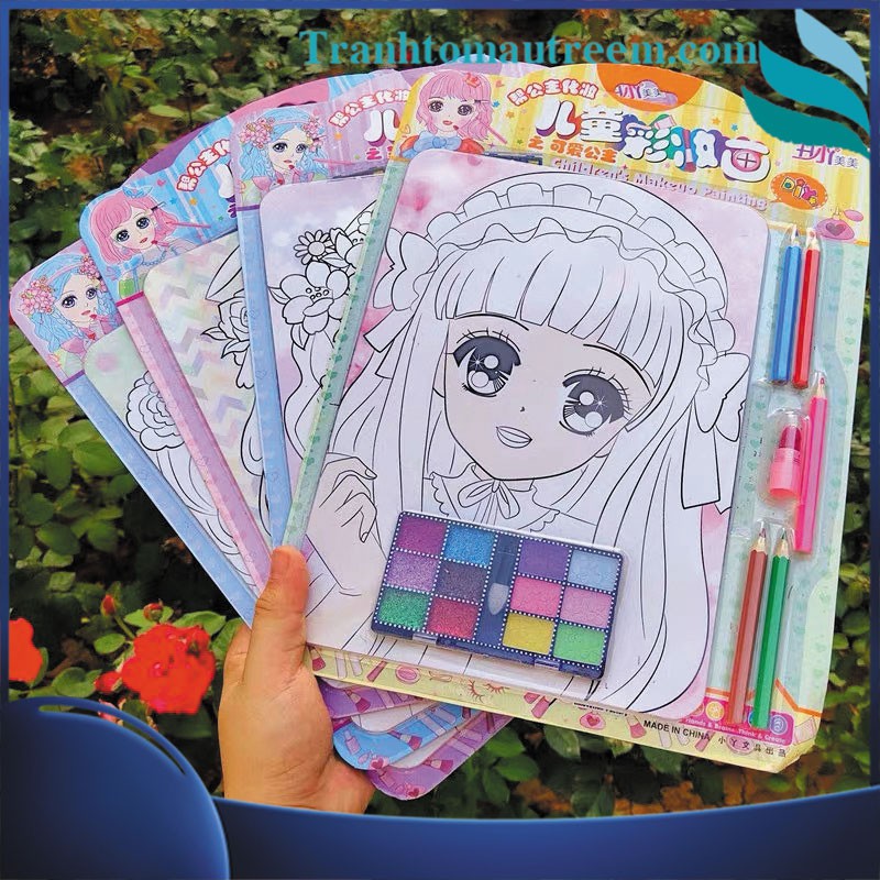 Tranh Tô Màu Trang Điểm Công Chúa Kèm Son