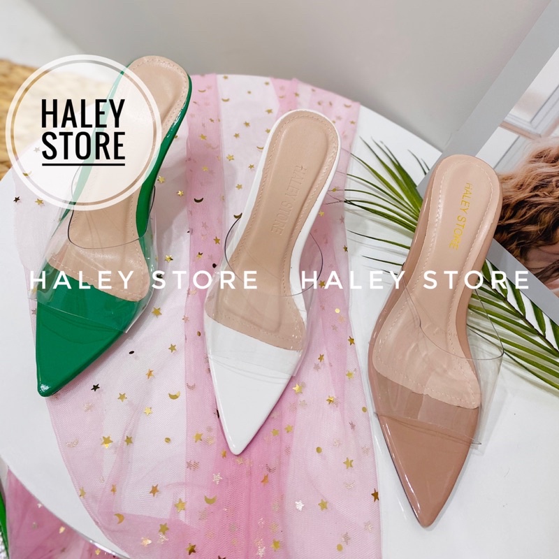 Guốc nữ cao gót xinh quai trong mũi nhọn đi chơi đi làm đi tiệc đi du lịch HALEY STORE