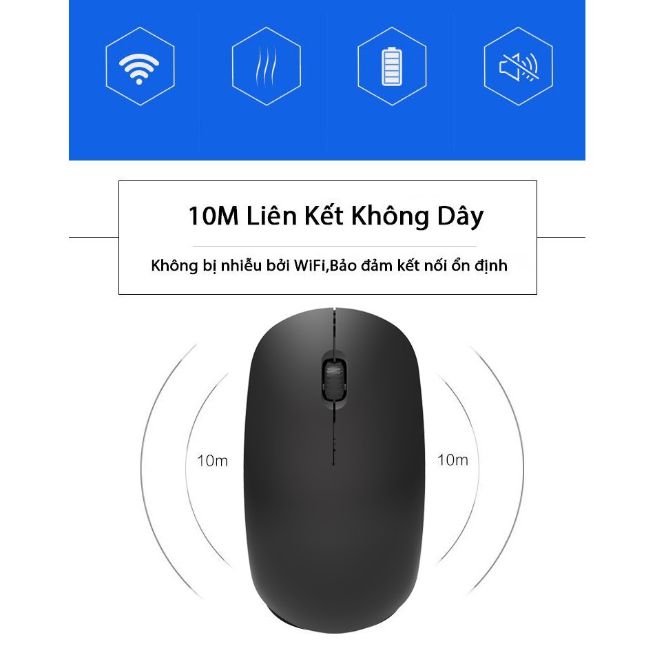 Chuột máy tính laptop không dây, bluetooth M108 (sạc pin)