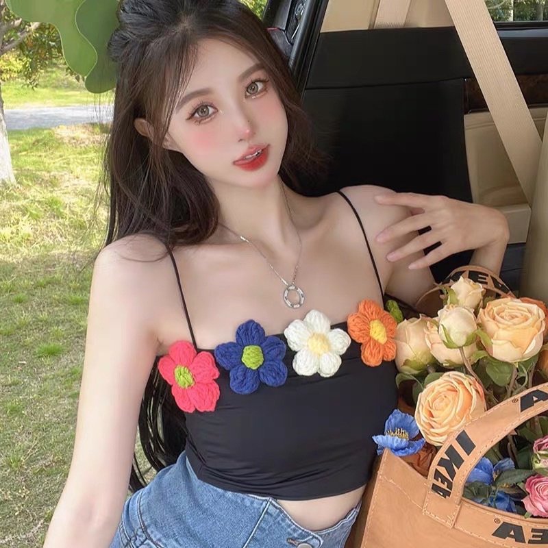 ÁO 2 DÂY GÂN ĐÍNH BÔNG LEN ULZZANG