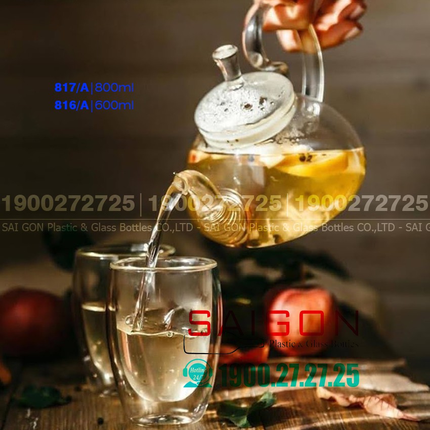 Bình Trà Thủy tinh Wilmax Thermo Tea Pot 600ml , 800ml | Thủy Tinh Chịu nhiệt Cao Cấp