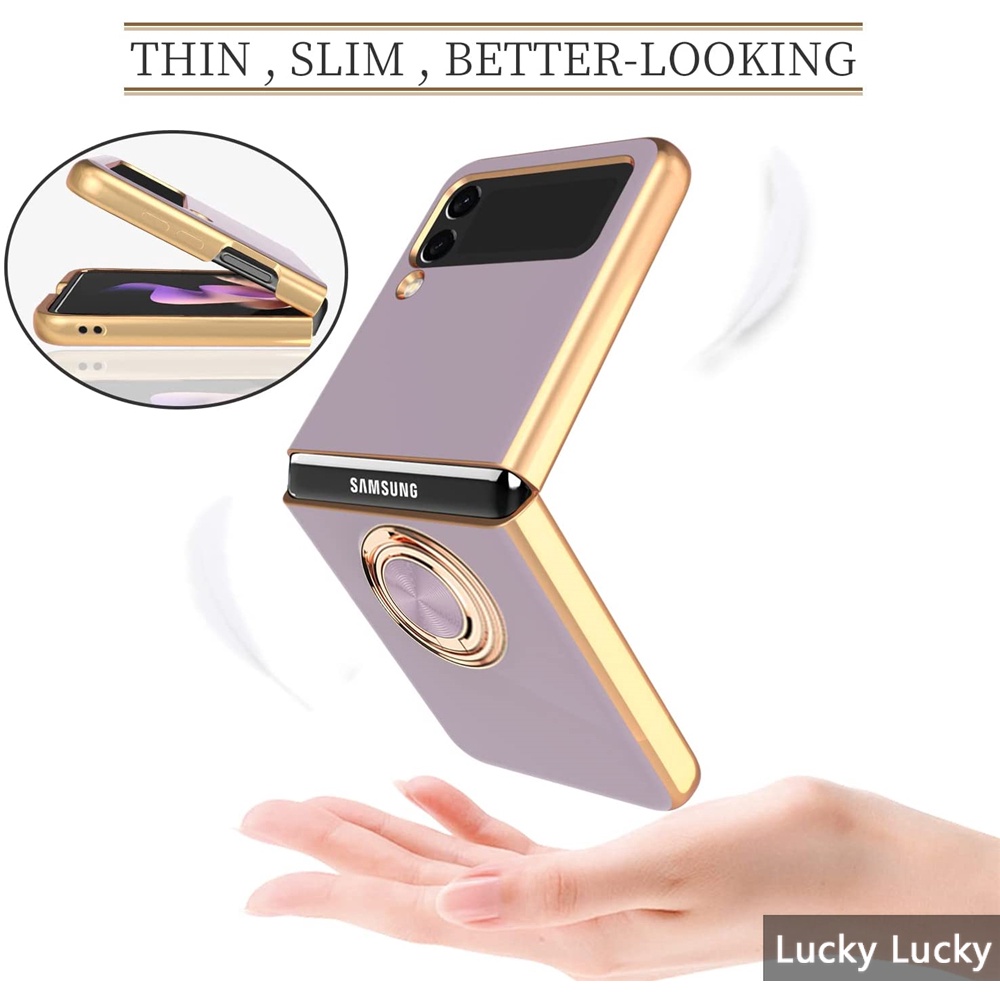 ốp lưng Samsung Z Flip 3 5G Giá đỡ vòng từ tính Chân đế Silicone mềm Bảo vệ toàn diện Máy ảnh Dây buộc Miễn phí Chống va đập