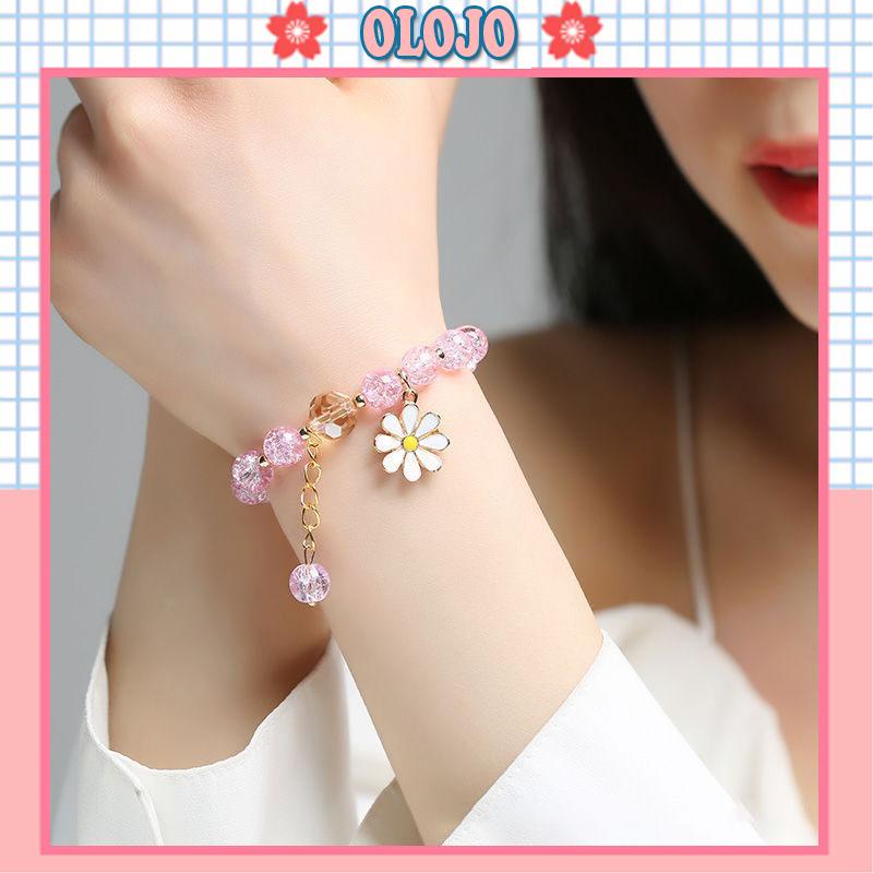 Vòng Tay Đính Hạt Pha Lê Hình Hoa Cúc Đáng Yêu Dành Cho Nữ