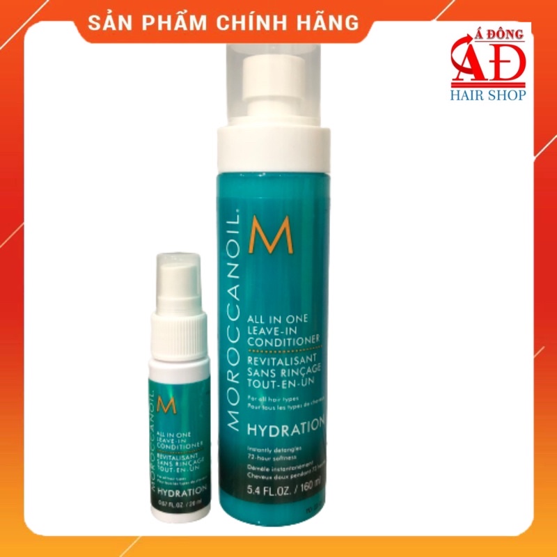 [+Tặng mũ trùm] XỊT DƯỠNG XẢ KHÔ ĐA NĂNG MOROCCANOIL HYDRATION LEAVE IN CONDITIONER SUÔN MƯỢT TÓC 20ML/160ML