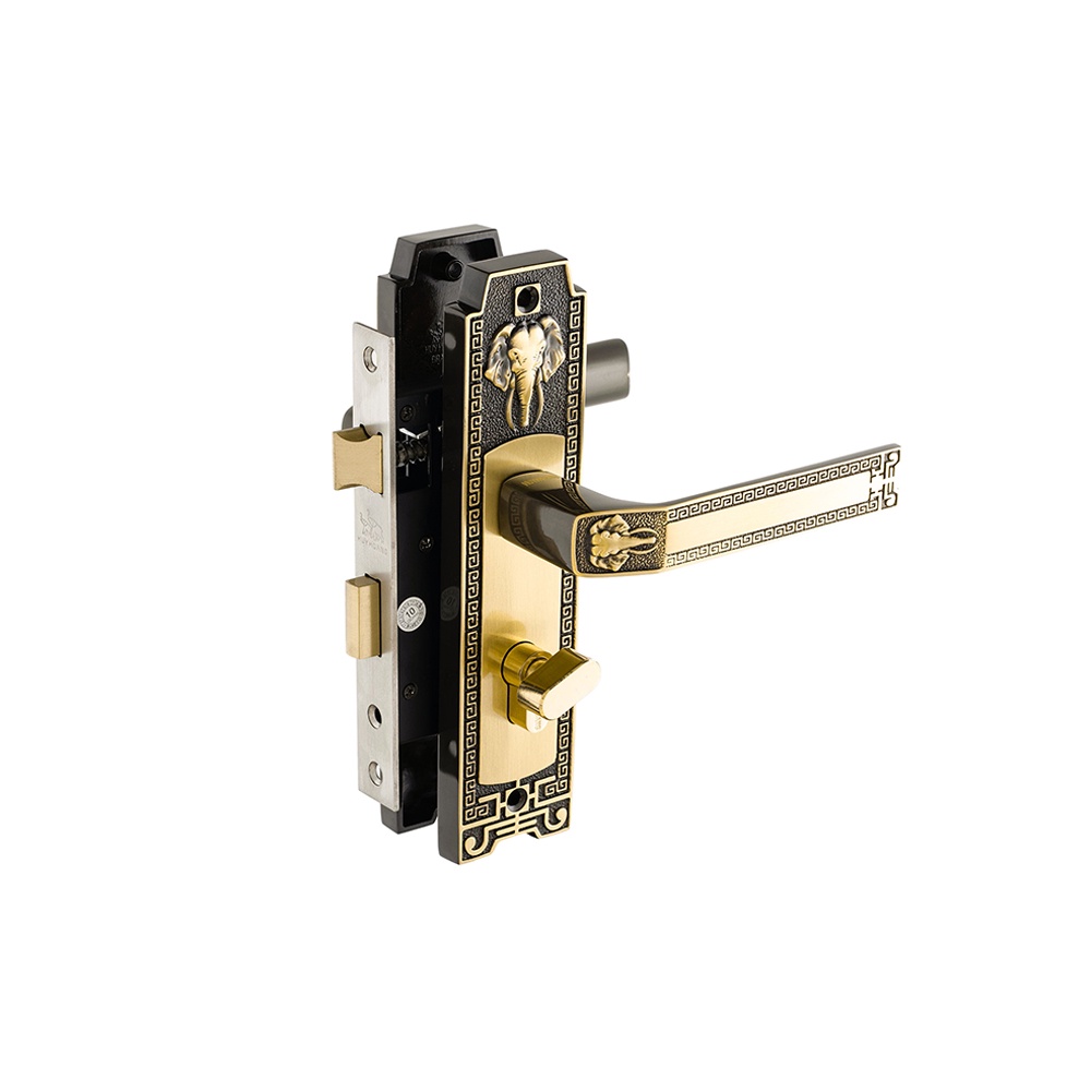 Khoá tay nắm đồng thau Huy Hoàng HCR 5828 - Thích hợp sử dụng cho cửa gỗ thông phòng cao cấp