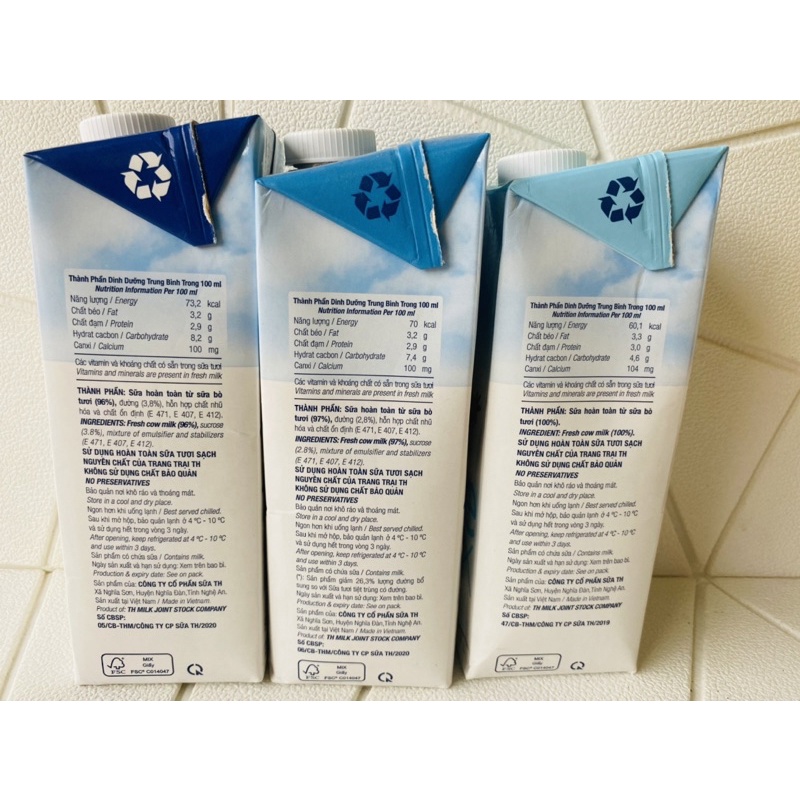 Sữa Tươi Tiệt Trùng TH True Milk Hộp 1 Lít Có Đường/K Đường
