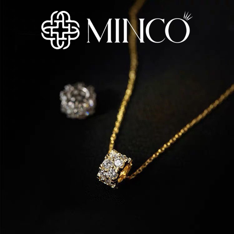 Dây chuyền nữ forever young Minco Accessories vòng cổ nữ màu gold 18k mặt trụ đính full đá phụ kiện trang sức xinh DT49