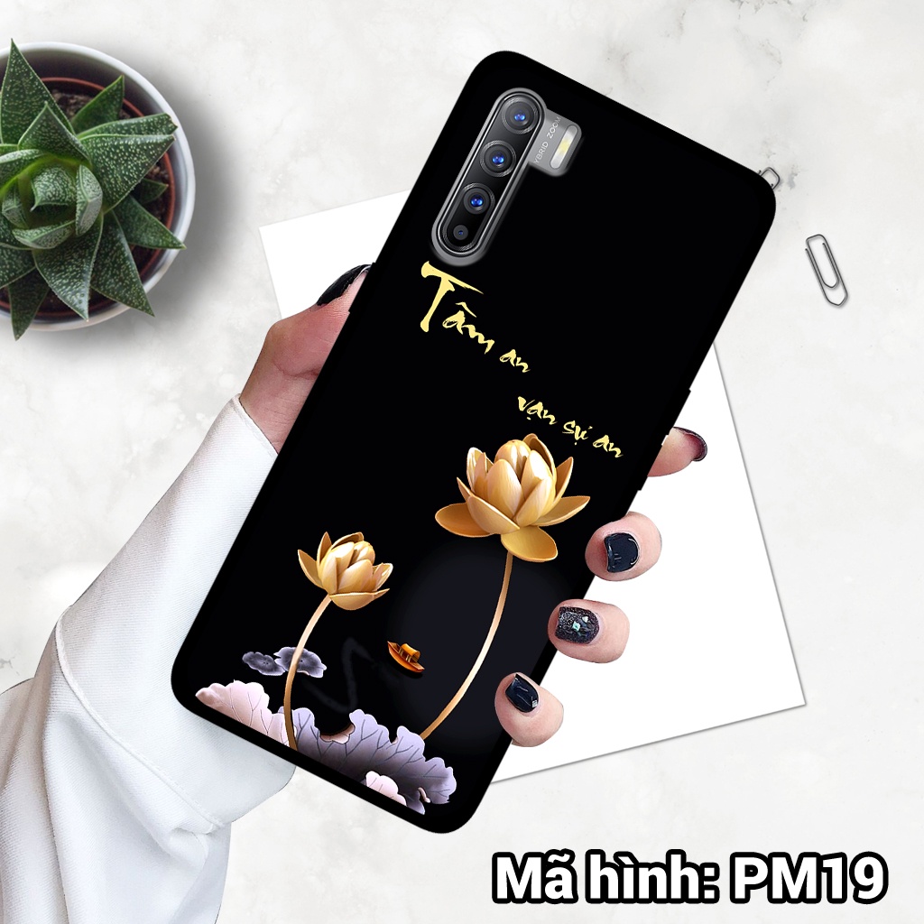 Ốp điện thoại OPPO RENO 3 in hình tâm an vạn sự an – lưng kính tráng gương viền dẻo