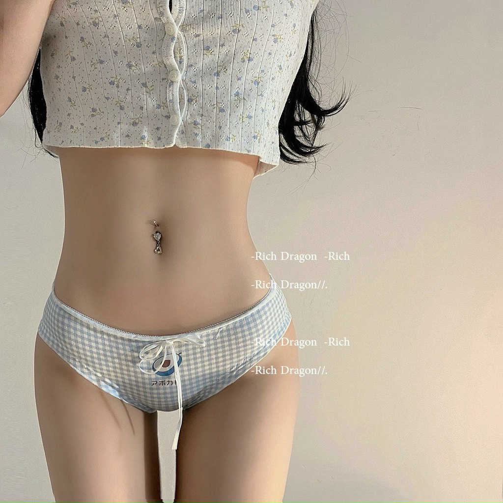 Quần Lót Nữ Cotton ❤️FREESHIP❤️ Set Cotton Cao Cấp Kẻ Viền Bèo Thắt nơ mẫu L104