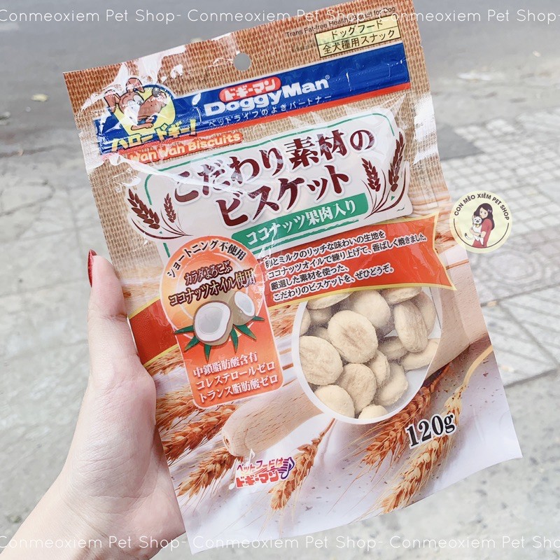 Bánh thưởng cho chó xốp quy dừa 120g Doggyman, snack vặt huấn luyện cún Con Mèo Xiêm