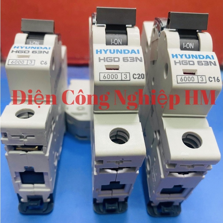 Aptomat MCB 1 Pha HGD63N Hyundai dòng 6A~63A Chính Hãng, Át Tô Mát Tép Cầu Dao Điện MCB 1P