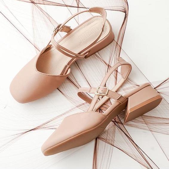 Giày sandal gót vừa mũi vuông thời trang cho nữ