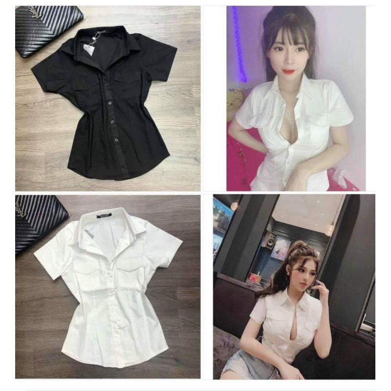 Sơ Mi Túi Hộp BIGSIZE TRẮNG - ĐEN [60-90Kg] Ảnh thật 100%