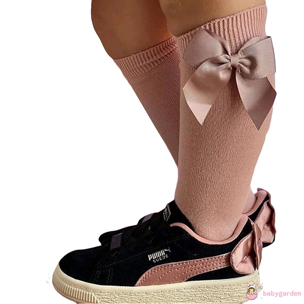 Vớ cổ cao tới đầu gối màu trơn chống trượt xinh xắn cho bé gái