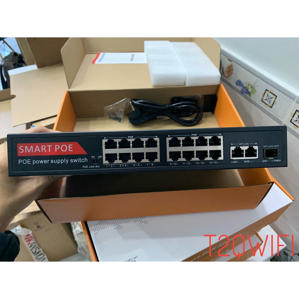 Smart PoE Switch 16 Port PoE + 2 Ports Uplink