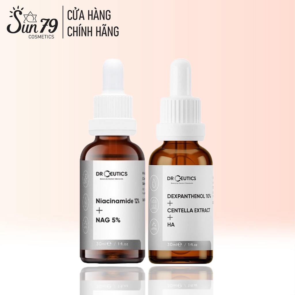 Combo 2 Sản Phẩm Giúp Cấp Ẩm Và Làm Sáng Da DrCeutics (Serum B5 Dexpanthenol 10% 30ml, Serum Niacinamide 12% 30ml)