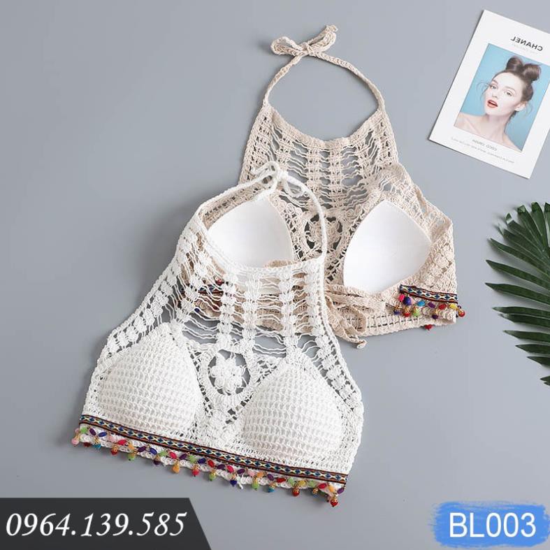 Áo bikini len móc đi biển cực xinh, sợi len cotton dai khỏe, thoáng mát, hàng đẹp giá tốt, mẫu mới 2020 | BL003 👙