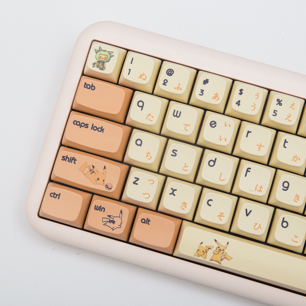 136 Phím Pikachu Keycaps XDA Profile Pokémon Anime PBT DYE-SUB Bàn phím cơ học Keycap