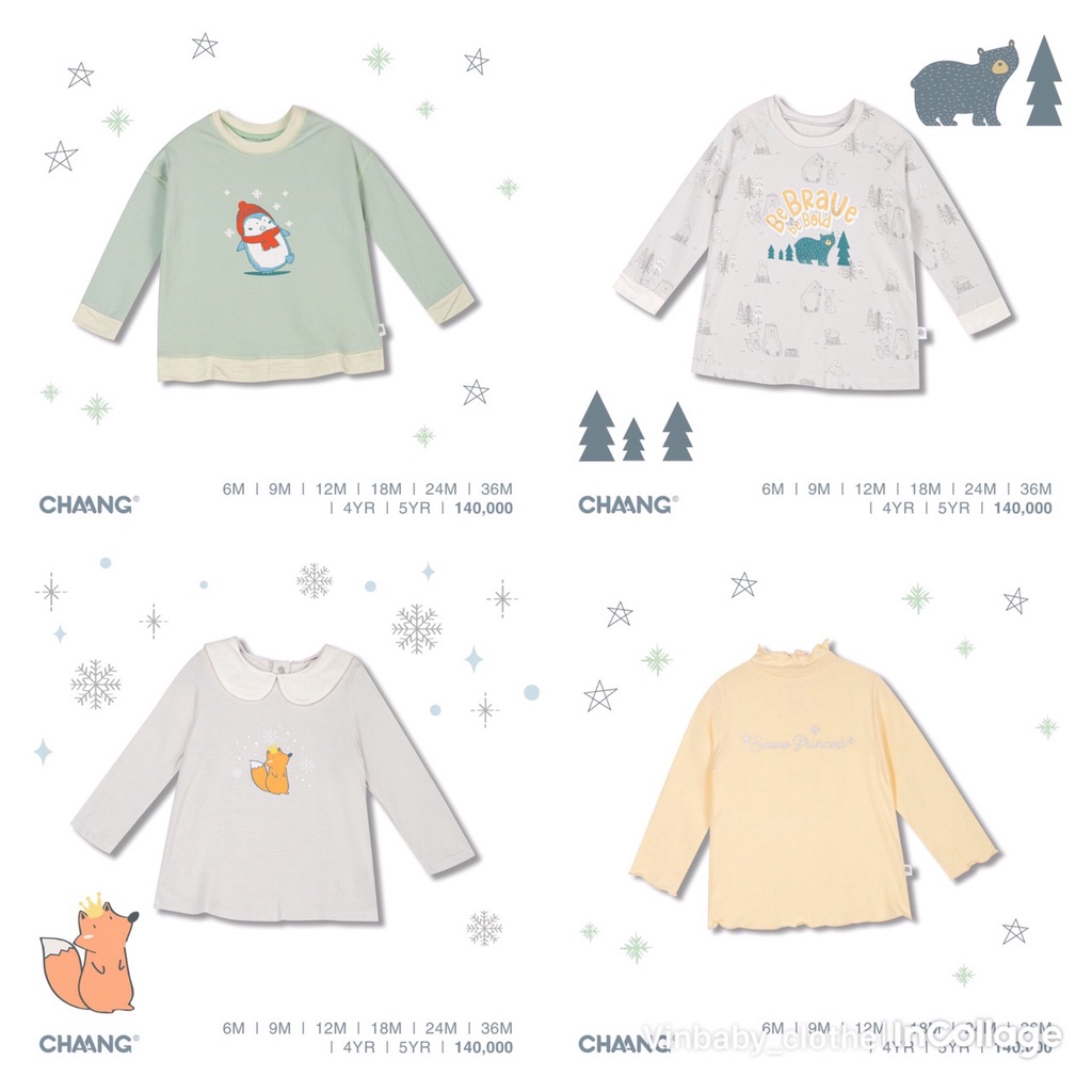 Chaang Áo dài tay cho bé trai, bé gái chất cotton dành cho bé từ 3 tháng đến 5 tuổi AW2021D18