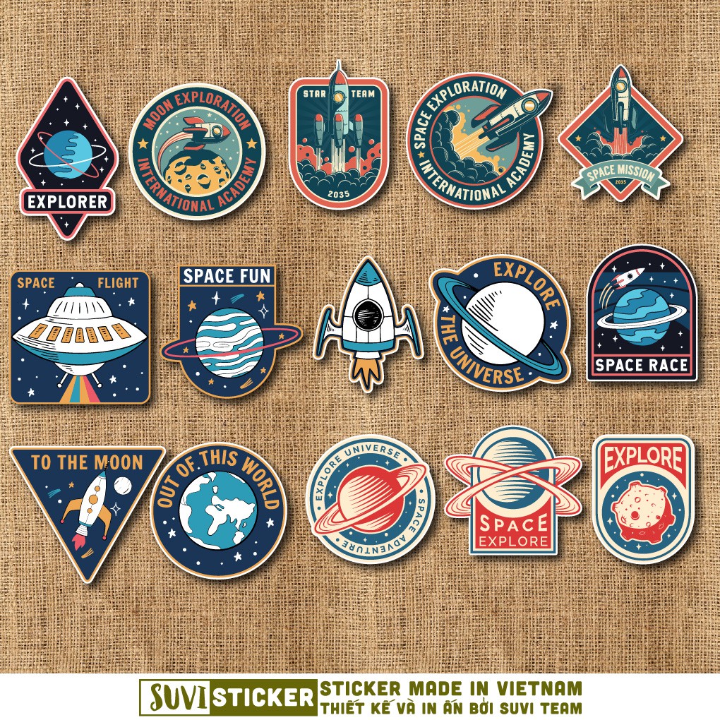 50 Sticker Galaxy Label chống nước sticker dán mũ bảo hiểm, laptop, điện thoại, đàn guitar, vali. MSP: NS13