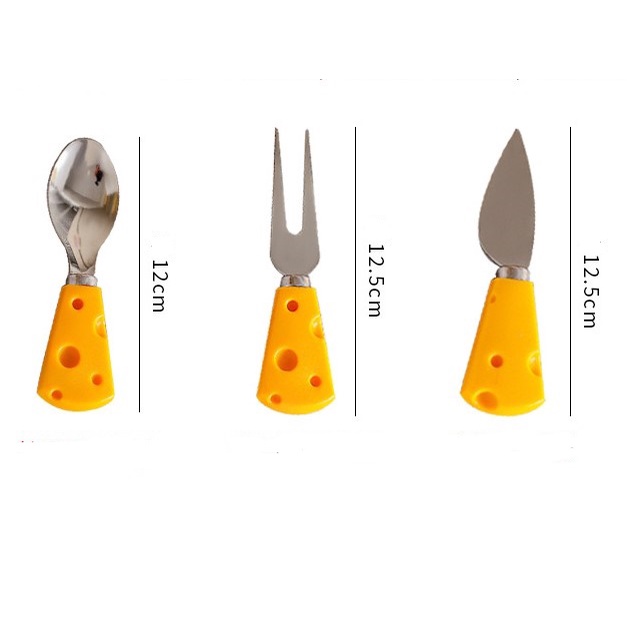 Set thìa dĩa dao phô mai siêu cute ăn hoa quả, phụ kiện chụp ảnh đồ ăn, dụng cụ ăn dặm cho bé