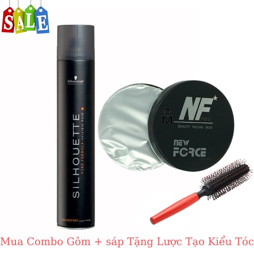 Combo Gôm Xịt Silhouette + Sáp NF Pro, Tặng Lược Tạo Kiểu Tóc