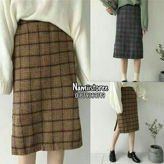 [ORDER - Sẵn] Chân váy caro dáng dài xẻ tà 😍